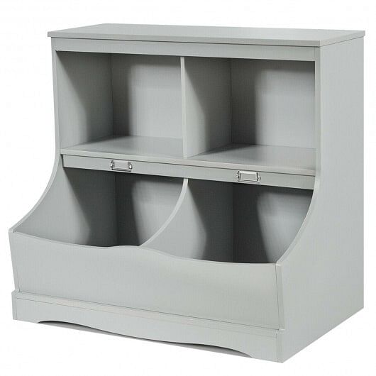 Kids Floor Cabinet Multi-Functional Bookcase -White