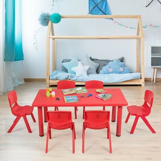 6-pack Kids Plastic Stackable Classroom Chairs-Blue