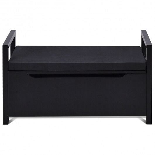 34.5 15.5 19.5 Inch Shoe Storage Bench with Cushion Seat for Entryway-Black