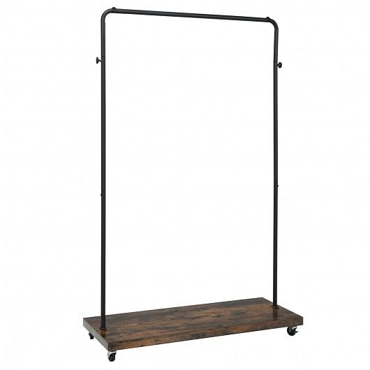 Rolling Garment Rack with Hanging Hooks and Bottom Storage Shelf