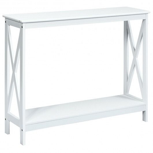 2-Tier Console X-Design Sofa Side Accent Table-Espresso