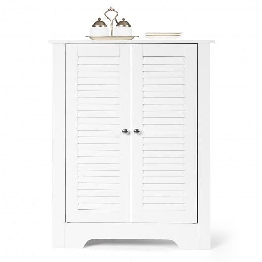 Adjustable Corner Storage Cabinet with Shutter Doors-White