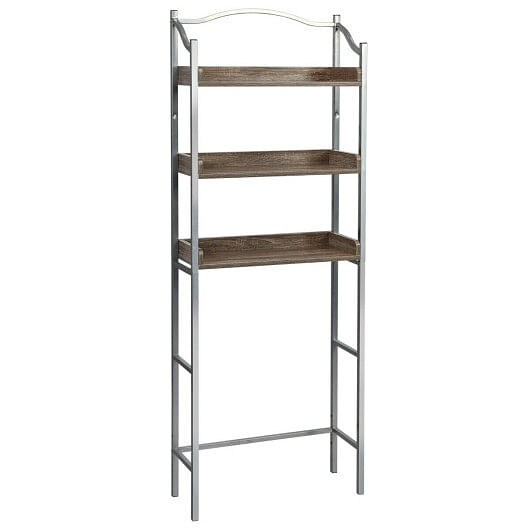 3-Tier Over-The-Toilet Bathroom Spacesaver Storage Rack-Silver