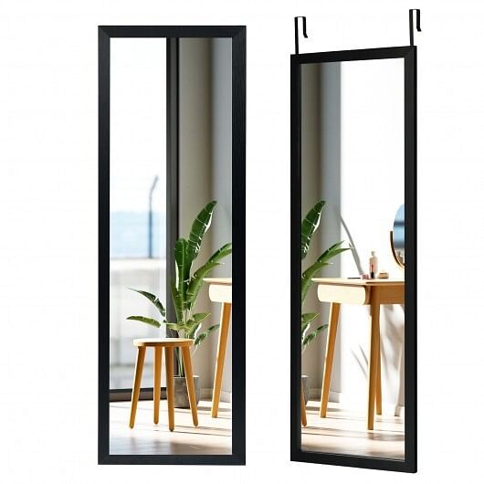 Wood Frame Full Length Hanging Mirror-Golden