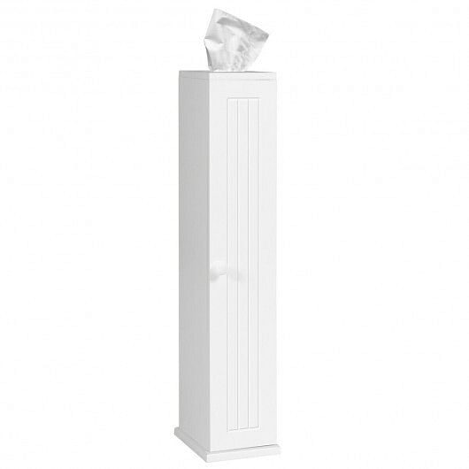 Free Standing Toilet Paper Holder with 4 Shelves and Top Slot for Bathroom-White