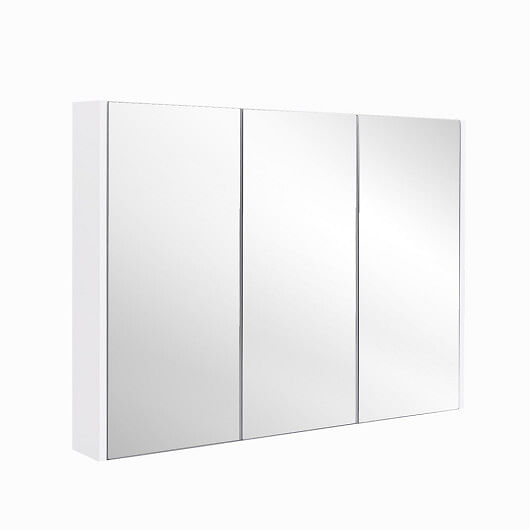 Frameless Bathroom Wall Mounted Mirror Cabinet with 3 Doors and Adjustable Shelves