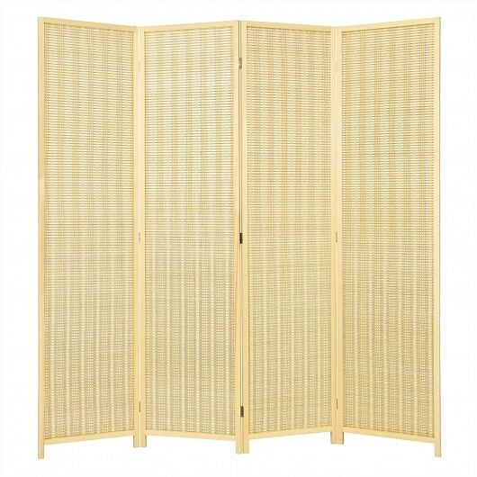 6 ft 4 Panel Portable Folding Room Divider Screen-Natural