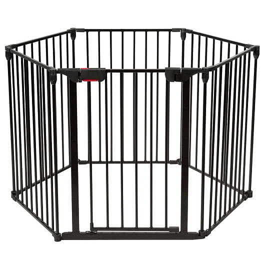 6 Panel Wall-mount Adjustable Baby Safe Metal  Fence Barrier-White