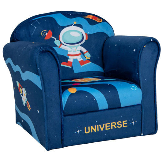 Toddler Upholstered Armchair with Solid Wooden Frame and High-density Sponge Filling-Multicolor