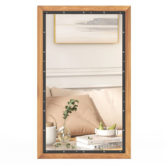 22 x 36 Inch Rectangular Frame Decor Wall Mounted Mirror with Back Board-Natural