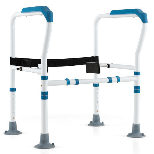 Toilet Safety Rail with Adjustable Height for Elderly-Blue