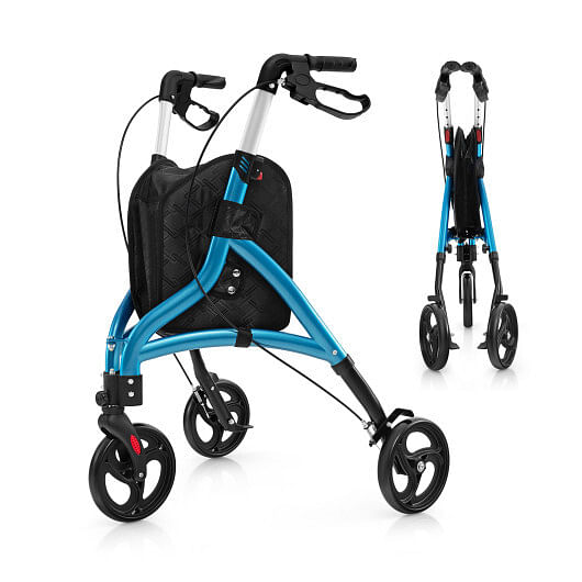 Foldable Rollator Walker with Lightweight Aluminum Frame-Gray