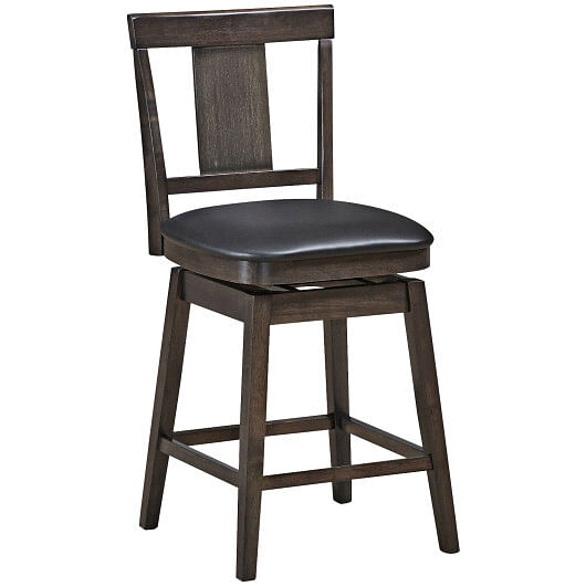 29 inch Swivel Upholstered Counter Height Bar Stool with Rubber Wood Legs
