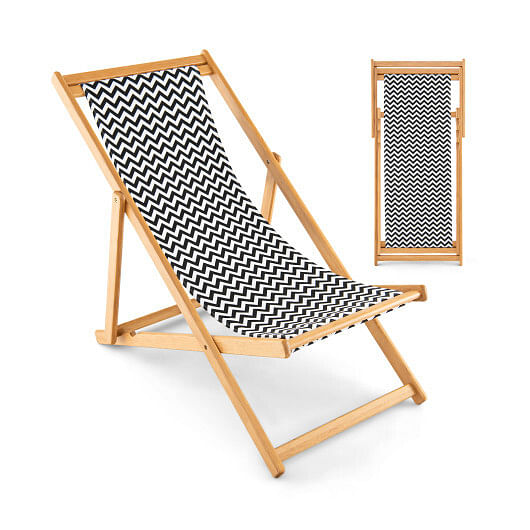 Folding Bamboo Sling Chair with Adjustable Backrest and Canvas-Natural