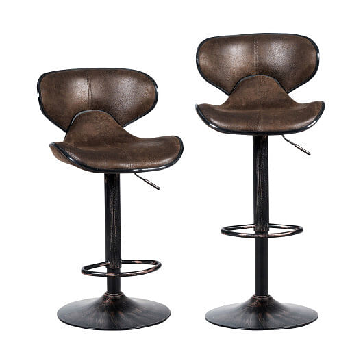 Set of 2 Adjustable Bar Stools for Counter