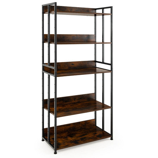 3/5-Tier Industrial Bookshelf Storage Shelf Display Rack with Adjustable Shelves-3-Tier