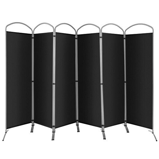 6 Feet 6-Panels Freestanding Folding Privacy Screen-Black