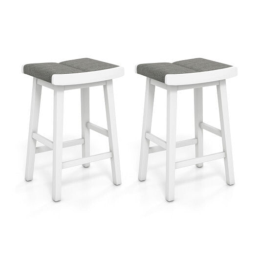 2 Pieces 26/31.5 Inch Upholstered Saddle Barstools with Padded Cushions-31.5 inches