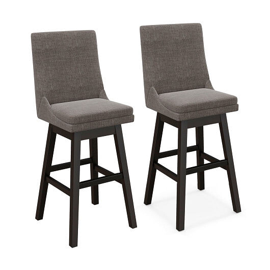 Set of 2 360?° Swivel Bar Stool with Rubber Wood Legs Footrest