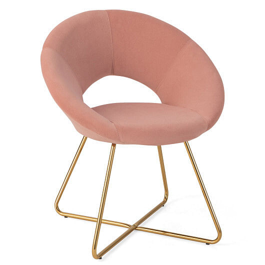 Modern Velvet Accent Chair Vanity Chair with Metal Legs-2 Pieces