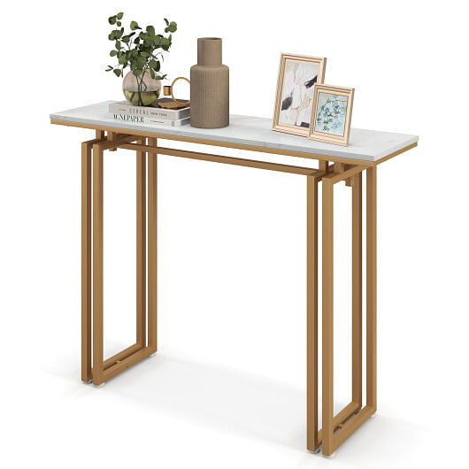 43.5 Inch Console Table with Heavy-duty Metal Frame-Golden