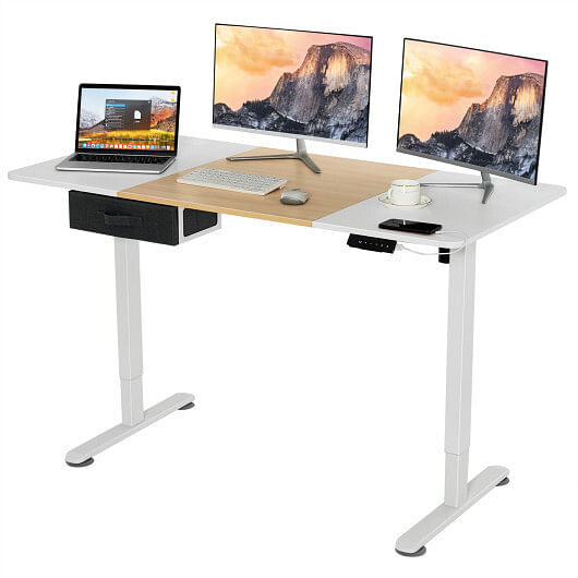 Height Adjustable Electric Standing Desk with USB Charging Port-Gray