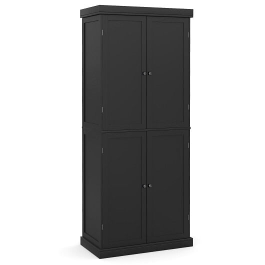 72.5 Inches Tall Buffet Cabinet with 6-Tier Shelves and 4 Doors-Black
