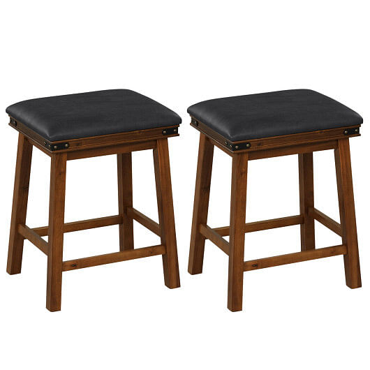 Set of 2 24/30 Inch Dining Bar Stool with Rubber Wood-24 inches