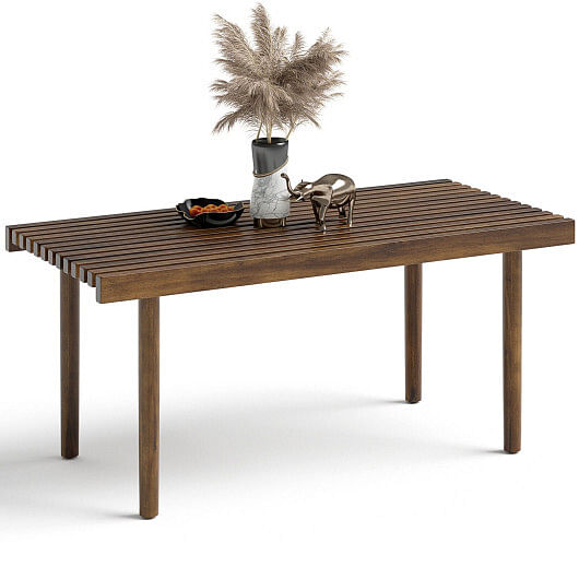 39 Inch Coffee Table with Slatted Tabletop for Living Room & Reception Room