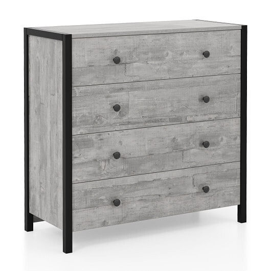 4-Drawer Dresser Modern Wooden Chest of Drawers for Bedroom Living Room-Gray