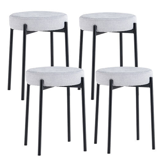 Bar Stools Set of 4 Upholstered Kitchen Stools with Foot Pads-Light Gray