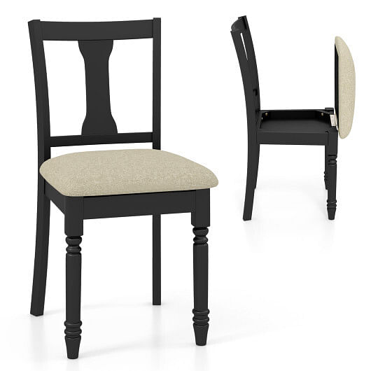 Kitchen Dining Chair with Linen Fabric and Storage Space-Brown