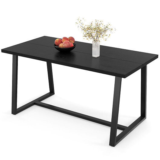 Large Dining Table with Heavy-duty Metal Frame and Anti-slip Foot Pads-Black