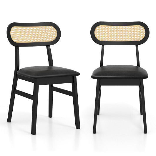 Indoor Mid Century Wood Dining Chairs Set of 2  for Dining Room-Coffee