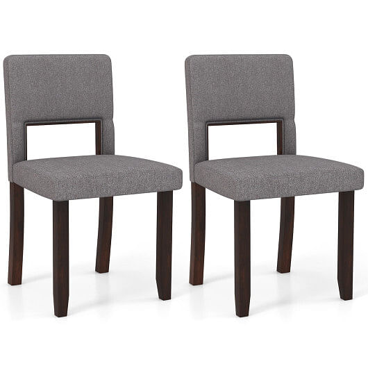 Set of 2 Wooden Dining Chair with Acacia Wood Frame Padded Seat and Back-Beige