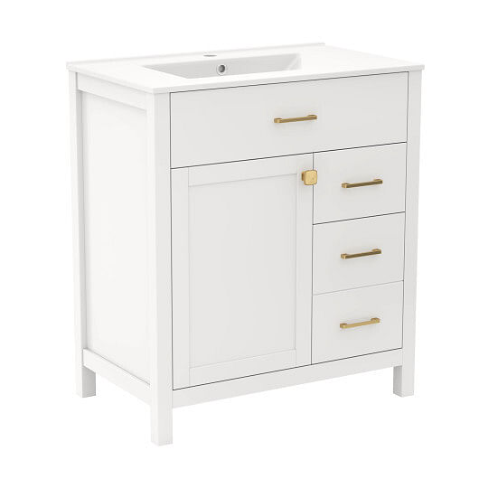 Single Bathroom Vanity with 2 Drawers and 1 Door-White