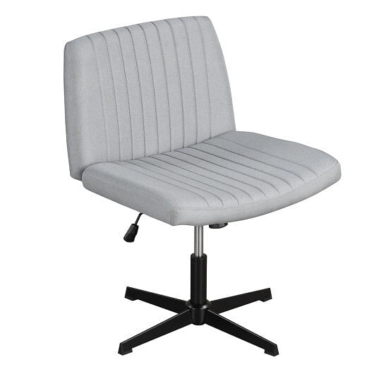 Criss Cross-Legged Swivel Desk Chair No Wheels-Gray