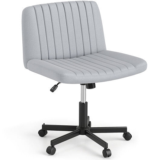 Criss Cross Chair with Wheels Cross-Legged Swivel Desk Chair with Soft-Padded Wide Seat-Gray