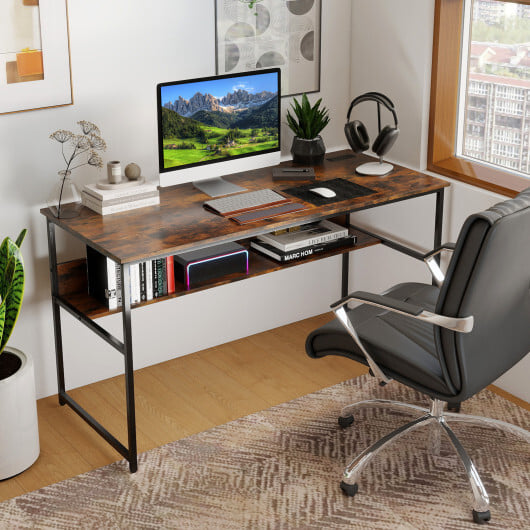 55 x 24 inch Computer Desk with Power Outlets and USB Ports-Black - Image 2