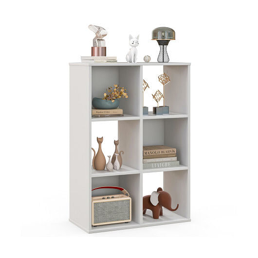 6-Cube Bookshelf 4-Tier Floor Display Shelf-White