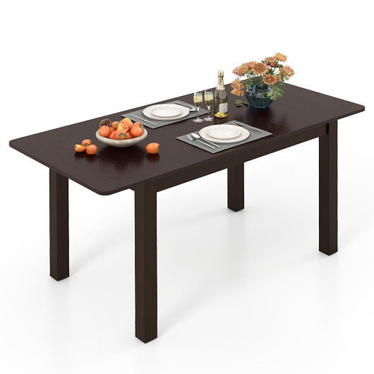 Extendable Folding Dining Table with Rubber Wood Frame and Safety Locks