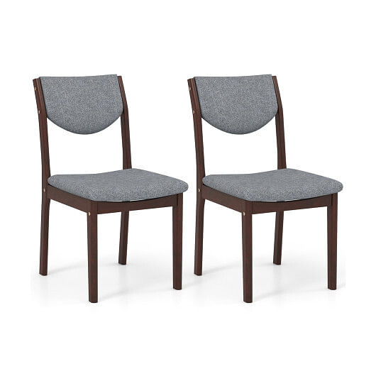 Set of 2 Wood Kitchen Chairs with Faux Leather Upholstered Seat-Coffee