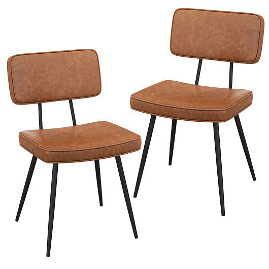 Dining Chair Set of 2 with Padded Backrest and Seat-Brown