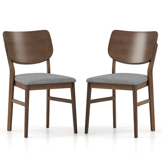 Farmhouse Upholstered Kitchen Chairs Set of 2 with Rubber Wood Frame-Gray