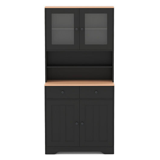 Pantry Cabinet with 2 Removable Shelves-Black