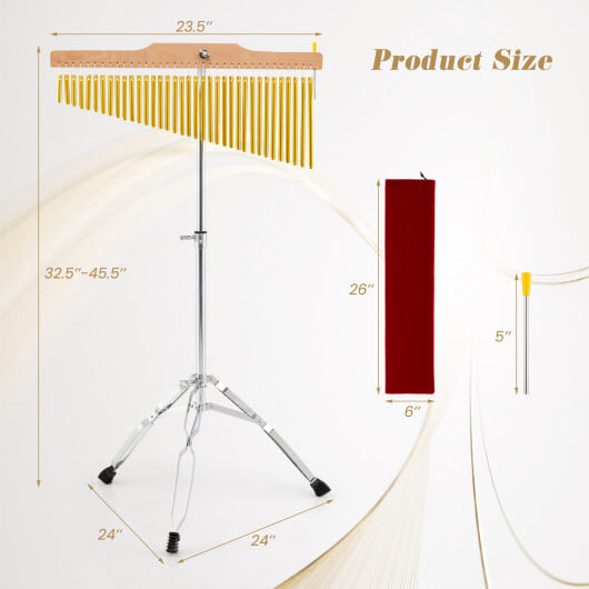 36-Bar Single-Row Chimes Percussion Instrument-Golden - Image 5