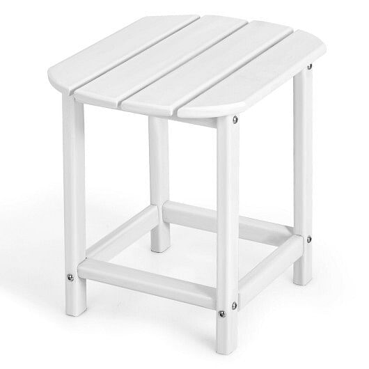 18 Inch Weather Resistant Side Table for Garden Yard Patio-White