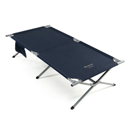 Extra Wide Folding Camping Bed with Carry Bag and Storage Bag-Gray