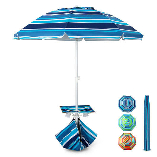 6.5 Feet Patio Beach Umbrella with Waterproof Polyester Fabric-Blue