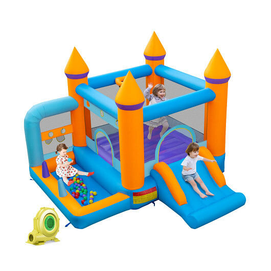 5-in-1 Inflatable Bounce Castle with Ocean Balls and 735W Blower